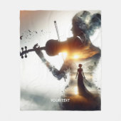 ファンタジーかわいいバイオリンの女の子サン フリースブランケット (正面)