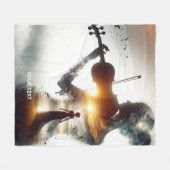 ファンタジーかわいいバイオリンの女の子サン フリースブランケット (正面(横))