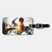 ファンタジーかわいいバイオリンの女の子サン ラゲッジタグ (正面横)