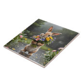 ファンタジーかわいいバニーの花雨 タイル (側面)