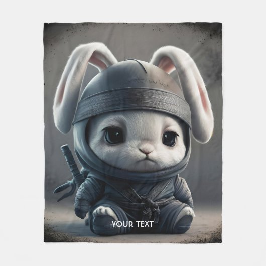 ファンタジーかわいいバニー忍者カタナ フリースブランケット (正面)