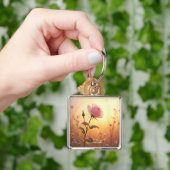 ファンタジーかわいいバラ畑の花 キーホルダー (手)