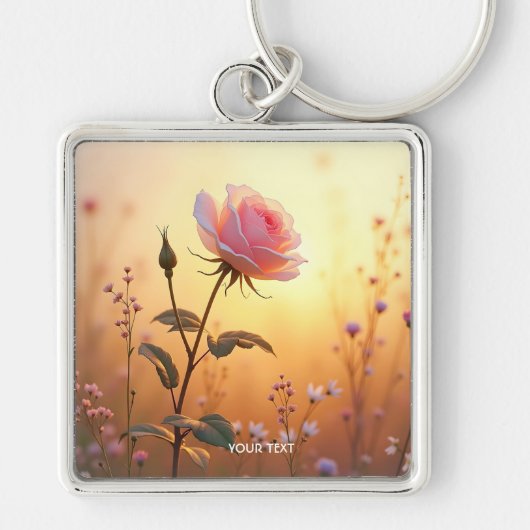 ファンタジーかわいいバラ畑の花 キーホルダー (正面)