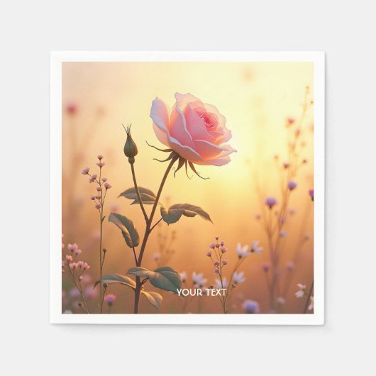 ファンタジーかわいいバラ畑の花 スタンダードカクテルナプキン (正面)