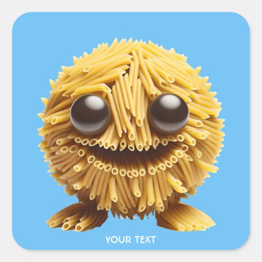 ファンタジーかわいいパスタ笑顔 スクエアシール (正面)