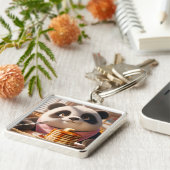 ファンタジーかわいいパンダ食べのパンケーキ キーホルダー (側面)