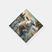 ファンタジーかわいいヒツジ夕べ スタンダードカクテルナプキン (角)