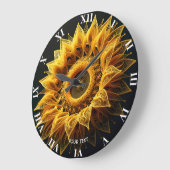 ファンタジーかわいいヒマワリ糸 ラージ壁時計 (傾斜)