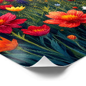 ファンタジーかわいいヒルズフラワーサンセット ポスター (コーナー)