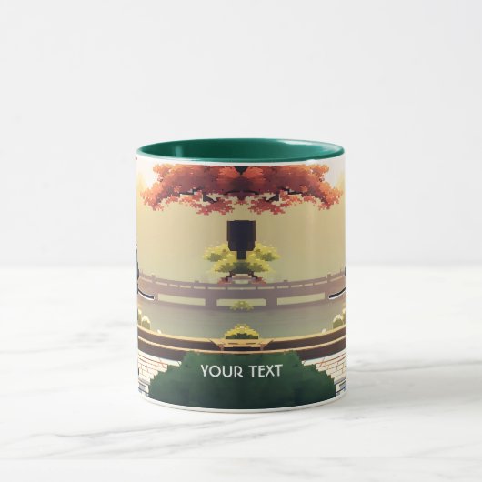 ファンタジーかわいいピクセルアートサムライ マグカップ (中央)