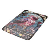 ファンタジーかわいいピンクのステイングラス鳥 バスマット (アングル)