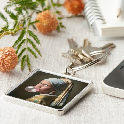 ファンタジーかわいいピンクバブルガム キーホルダー (側面)