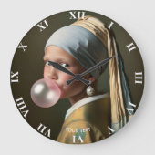 ファンタジーかわいいピンクバブルガム ラージ壁時計 (正面)