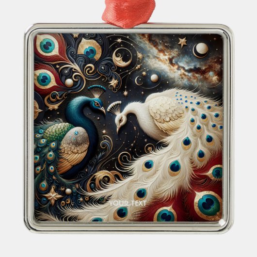 ファンタジーかわいいピーコックス三日月羽 メタルオーナメント (正面)