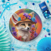 ファンタジーかわいいフェネックキツネ花 ペーパープレート (パーティー)