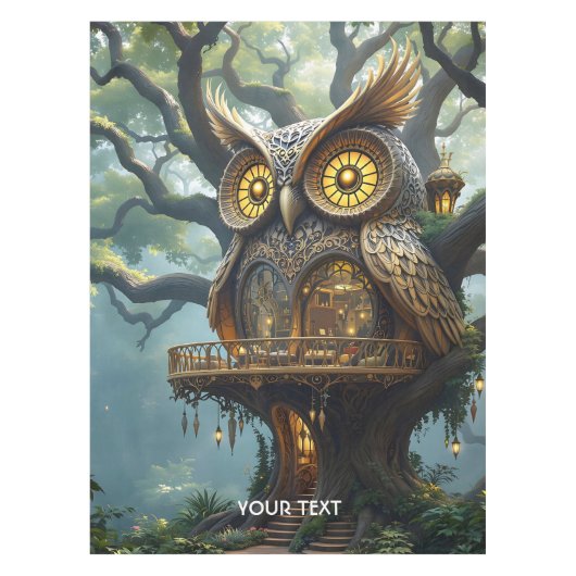 ファンタジーかわいいフクロウの森 テーブルクロス (正面)