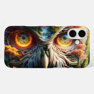ファンタジーかわいいフクロウの滝 iPhone 16 PLUSケース