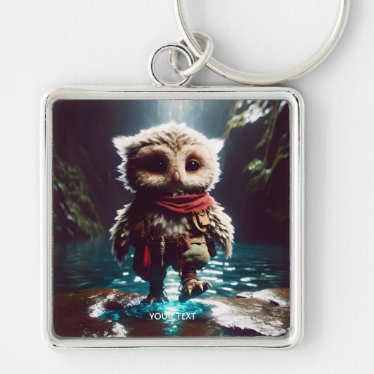 ファンタジーかわいいフクロウ冒険者の水 キーホルダー (正面)