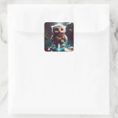ファンタジーかわいいフクロウ冒険者の水 スクエアシール (バッグ)