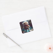 ファンタジーかわいいフクロウ冒険者の水 スクエアシール (封筒)
