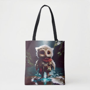 ファンタジーかわいいフクロウ冒険者の水 トートバッグ