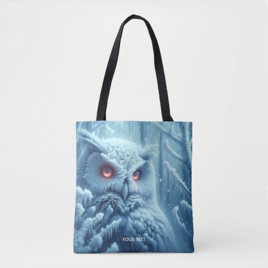 ファンタジーかわいいフクロウ雪の冬 トートバッグ (正面)