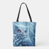 ファンタジーかわいいフクロウ雪の冬 トートバッグ (裏面)