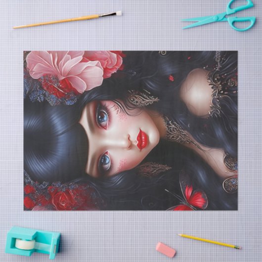 ファンタジーかわいいフラワーフェアリープリンセスデクページ 薄葉紙 (クラフト)