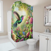 ファンタジーかわいいフラワーレインボーハミングバード シャワーカーテン (インサイチュ)
