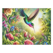 ファンタジーかわいいフラワーレインボーハミングバード テーブルクロス (正面(横))