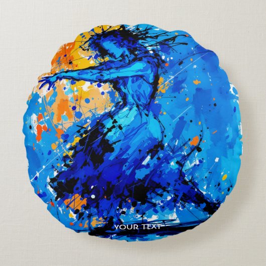 ファンタジーかわいいブルーオレンジダンサー ラウンドクッション (正面)