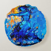 ファンタジーかわいいブルーオレンジダンサー ラウンドクッション (裏面)