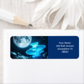 ファンタジーかわいいブルーマッシュルームムーン ラベル (インサイチュ)