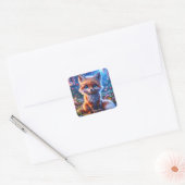 ファンタジーかわいいベビーキツネグラス スクエアシール (封筒)
