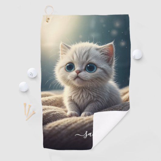 ファンタジーかわいいベビーキティキャットラバーパーソナライズされたズ ゴルフタオル (インサイチュ)