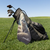 ファンタジーかわいいベビーキティキャットラバーパーソナライズされたズ ゴルフタオル (グリーン)