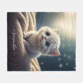 ファンタジーかわいいベビーキティキャットラバーパーソナライズされたズ フリースブランケット (正面(横))