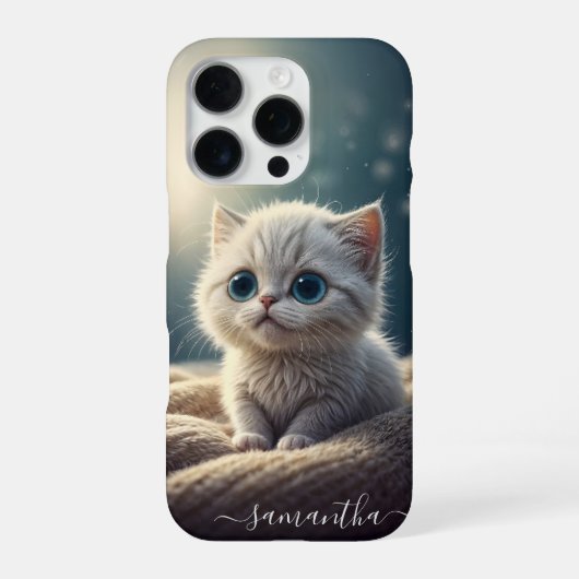 ファンタジーかわいいベビーキティキャットラバーパーソナライズされたズ iPhoneケース (裏面)