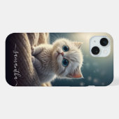 ファンタジーかわいいベビーキティキャットラバーパーソナライズされたズ iPhoneケース (裏面横)