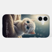 ファンタジーかわいいベビーキティキャットラバーパーソナライズされたズ iPhoneケース (裏面横)