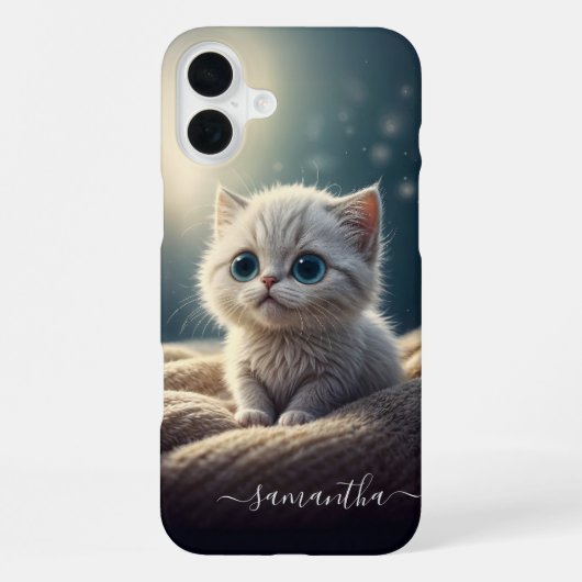 ファンタジーかわいいベビーキティキャットラバーパーソナライズされたズ iPhoneケース (裏面)
