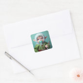 ファンタジーかわいいベビーグリーンドレス スクエアシール (封筒)