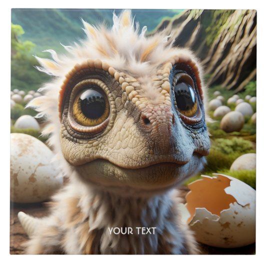 ファンタジーかわいいベビーディーノジャングル タイル (正面)