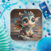 ファンタジーかわいいベビードラゴングラス ペーパープレート (パーティー)