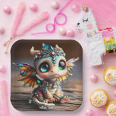 ファンタジーかわいいベビードラゴングラス ペーパープレート (パーティー)