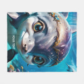 ファンタジーかわいいベビードルフィンフラワー フリースブランケット (正面(横))