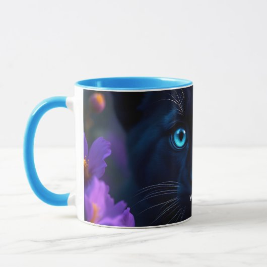 ファンタジーかわいいベビーヒョウの花 マグカップ (左)