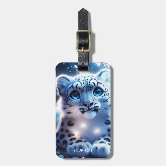 ファンタジーかわいいベビーユキヒョウ ラゲッジタグ (正面縦)
