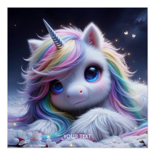 ファンタジーかわいいベビーユニコーン ポスター (正面)