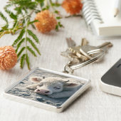 ファンタジーかわいいベビー牛の眠り キーホルダー (側面)